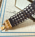 RARE Magnificent Antique Georgian Era 16k to 18k Cannetille Bracelet, Brunette Hair Band, Excellent!