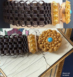 RARE Magnificent Antique Georgian Era 16k to 18k Cannetille Bracelet, Brunette Hair Band, Excellent!