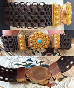 RARE Magnificent Antique Georgian Era 16k to 18k Cannetille Bracelet, Brunette Hair Band, Excellent!