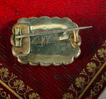 Fine 6.25 Gram 18k Gold Antique Georgian Era Mourning Locket Brooch, Blond Hair Art