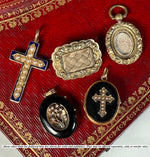 Fine 6.25 Gram 18k Gold Antique Georgian Era Mourning Locket Brooch, Blond Hair Art