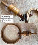 Antique French Embroidery Wood Hoop, Table Clamp Style, 10" Working Area