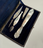 Fine Napoleon Era Palais Royal Carved Mother of Pearl Writer's Tool Set, Wax Seal, Letter Opener
