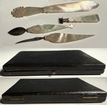 Fine Napoleon Era Palais Royal Carved Mother of Pearl Writer's Tool Set, Wax Seal, Letter Opener