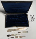 Fine Napoleon Era Palais Royal Carved Mother of Pearl Writer's Tool Set, Wax Seal, Letter Opener