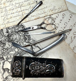 RARE Late 18th to earliest 19th Century French Necessaire, Vanity, Desk, Pocket Knife, Scissors, Pen