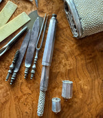 RARE Large 18th Century French Shagreen Necessaire, Traveler's Etui, 15 Tools, Eating to Drafting, Nutmeg Grater