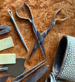 RARE Large 18th Century French Shagreen Necessaire, Traveler's Etui, 15 Tools, Eating to Drafting, Nutmeg Grater