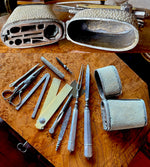 RARE Large 18th Century French Shagreen Necessaire, Traveler's Etui, 15 Tools, Eating to Drafting, Nutmeg Grater
