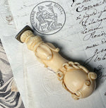 RARE Antique French Hand Carved Dieppe Ivory Sceau, Sealing Wax Seal , Armorial Crest Monogram