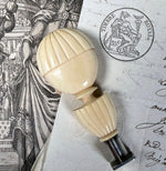 Superb Antique French Hand Carved Ivory Sceau, Wax Seal, Balon or Balloon Form, No Monogram