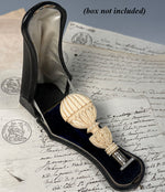 Stunning Antique French Hand Carved Ivory Sceau, Wax Seal with Crown Monogram Untitled Noble