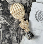 Stunning Antique French Hand Carved Ivory Sceau, Wax Seal with Crown Monogram Untitled Noble