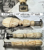 Stunning Antique French Hand Carved Ivory Sceau, Wax Seal with Crown Monogram Untitled Noble