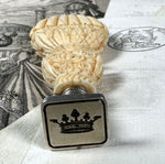 Stunning Antique French Hand Carved Ivory Sceau, Wax Seal with Crown Monogram Untitled Noble