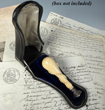 Fine Antique Early 1800s French Hand Carved Dieppe, France Ivory Sceau, Wax Seal, Elegant Engraved Monogram