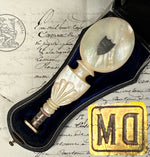 Fine Antique French Hand Carved Palais Royal Mother of Pearl Wax Seal, Sceau w D M Monogram