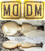 Fine Antique French Hand Carved Palais Royal Mother of Pearl Wax Seal, Sceau w D M Monogram