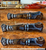 S D Monogram Antique French or Bohemian Banded Agate and Silver Sceau, Sealing Wax Seal