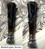 S D Monogram Antique French or Bohemian Banded Agate and Silver Sceau, Sealing Wax Seal