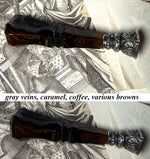 S D Monogram Antique French or Bohemian Banded Agate and Silver Sceau, Sealing Wax Seal