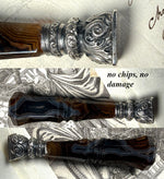 S D Monogram Antique French or Bohemian Banded Agate and Silver Sceau, Sealing Wax Seal