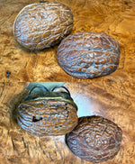 Antique French 19th century Petit Novelty Sewing Tools Etui, a Real Walnut, Pocket Knife, Scissors, Etc.