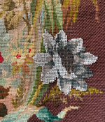 Antique English Victorian Era Beaded Needlepoint Large Fire Screen with Lush Fringe, c. 1850s