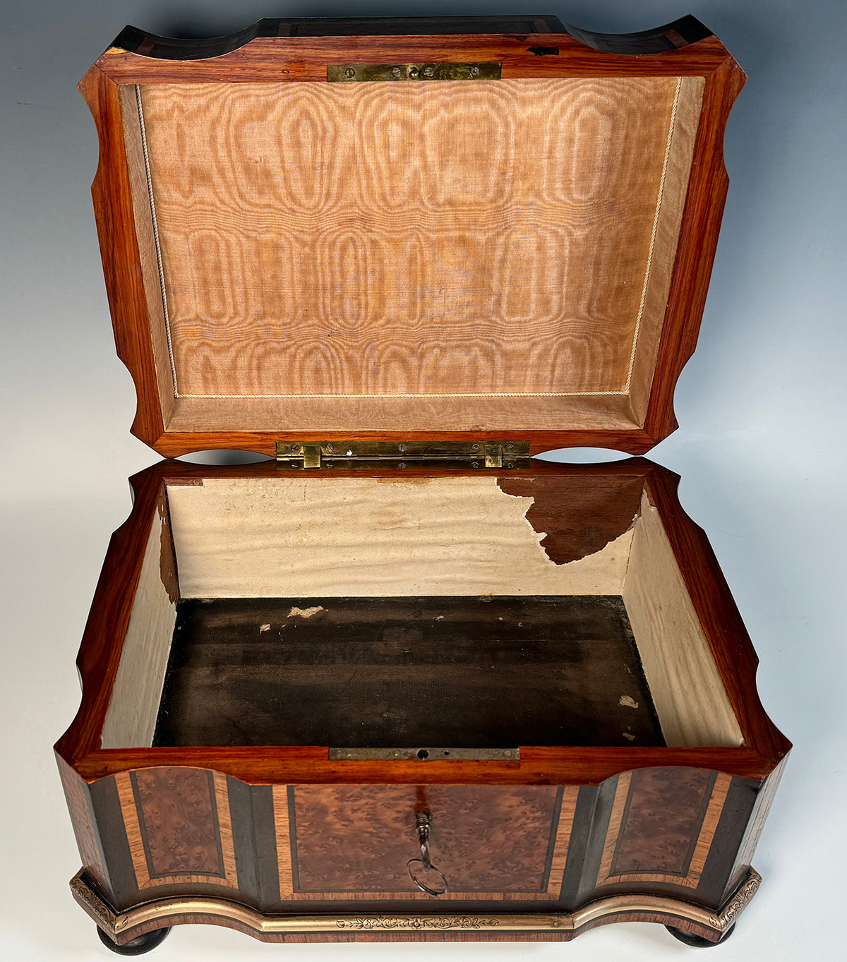 Large Antique French NAPOLÉON III Era Trousseau or Jewelry Chest, Box, Casket 13.75"