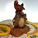 Antique Hand Carved Swiss German Black Forest Pocket Watch Stand with Bird, Excellent