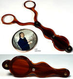 Large Antique French Lorgnette 2, Tortoise Shell with 18k Gold, Pendant, Incroyables