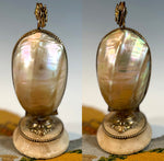 Antique French Napoleon III Era Mother of Pearl Egg-shape Perfume or Scent Caddy, 2 Bottles