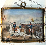 Fabulous 3.5" Miniature Portrait Painting of Napoleon Leading His Armies in Battle, Early 1800s