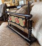 Antique 20.25" Lathe Turned French Tabletop or Lap Top Embroidery or Needlework Frame, Stand, Stretcher