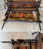 Antique 20.25" Lathe Turned French Tabletop or Lap Top Embroidery or Needlework Frame, Stand, Stretcher