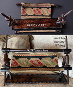 Antique 20.25" Lathe Turned French Tabletop or Lap Top Embroidery or Needlework Frame, Stand, Stretcher