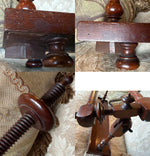 Elegant Antique 19.75" Lathe Turned French Tabletop or Lap Top Embroidery or Needlework Frame, Stand, Stretcher