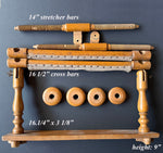Antique 16.25" Lathe Turned French Tabletop or Lap Top Embroidery or Needlework Frame, Stand, Stretcher