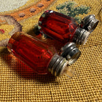 RARE Antique French Cranberry Glass, Silver Scent or Perfume Caddy, Nécessaire, is a Real Walnut Shell