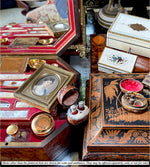 RARE Antique French Cranberry Glass, Silver Scent or Perfume Caddy, Nécessaire, is a Real Walnut Shell