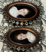 Charming c.1840s Portrait Miniature of a Child, Young Girl in French Paste Gem Set Easel Frame