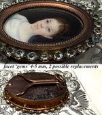 Charming c.1840s Portrait Miniature of a Child, Young Girl in French Paste Gem Set Easel Frame