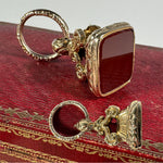 Antique Victorian Era Rolled Gold & Carnelian Wax Seal or Sceau, Fob Seal