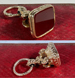 Antique Victorian Era Rolled Gold & Carnelian Wax Seal or Sceau, Fob Seal