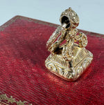 Antique Victorian Era Rolled Gold & Carnelian Wax Seal or Sceau, Fob Seal