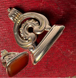 Fine Antique Victorian Era Rolled Gold & Carnelian Wax Seal or Sceau, Fob Seal