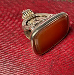Fine Antique Victorian Era Rolled Gold & Carnelian Wax Seal or Sceau, Fob Seal
