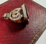 Fine Antique Victorian Era Rolled Gold & Carnelian Wax Seal or Sceau, Fob Seal