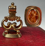 Antique Victorian Era Gold Plated Wax Seal or Sceau, Fob Seal, Lion Rampant