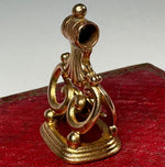 Antique Victorian Era Gold Plated Wax Seal or Sceau, Fob Seal, Lion Rampant